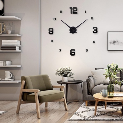Đồng hồ dán tường treo tường cỡ lớn trang trí cao cấp 3D sang trọng hiện đại kim trôi [120cm]