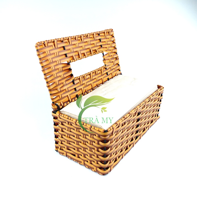 Hộp Đựng Khăn Giấy Ăn Chữ Nhật Dài Size Nhỏ Dành Cho Quán Ăn, Tiệm Cà Phê, Bàn Ăn Gia Đình - Mây Tre Trà My