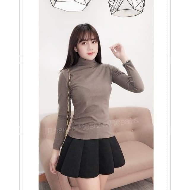 Áo giữ nhiệt nữ FREESHIP Áo Len Cổ Lọ Xuất Nhật MoTie (Túi Zip) .