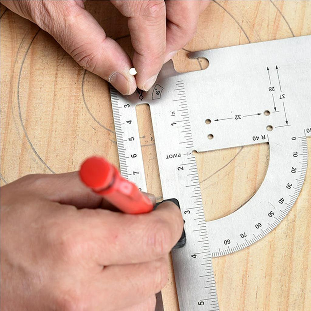 Thước tam giác chế biến gỗ 7in Công cụ thợ mộc góc vuông tỷ lệ kép với mức độ bong bóng Helium066