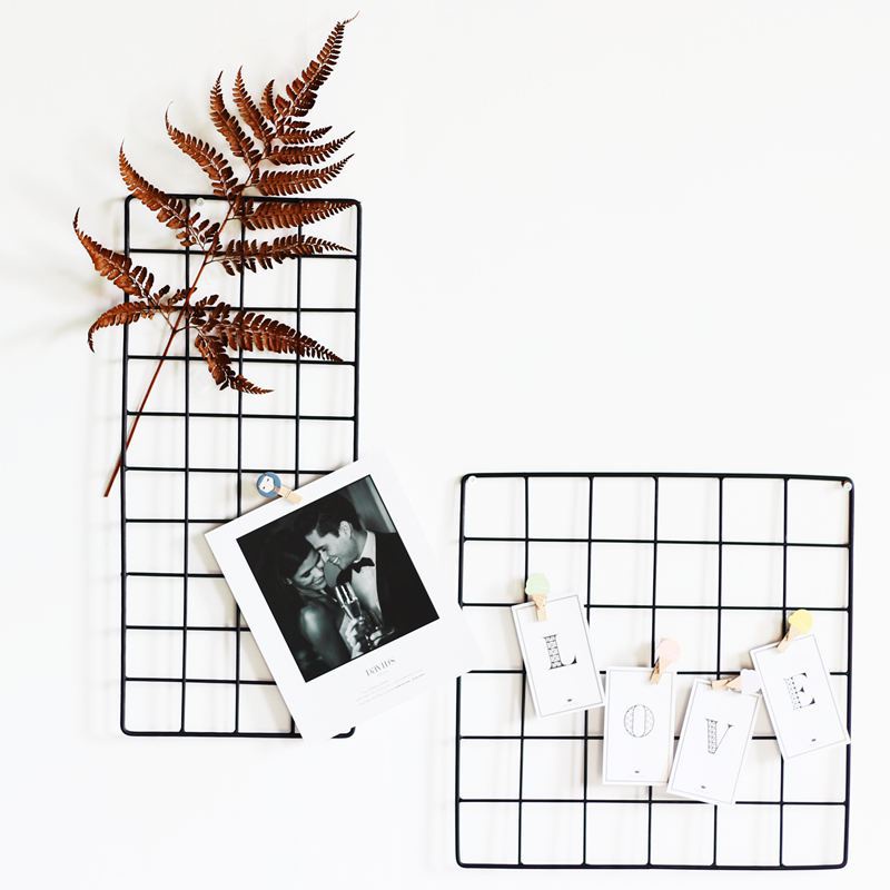 Khung Lưới Sắt Trang Trí Treo Tường, Tấm Lưới Sắt Ô Vuông Decor Treo Đồ Sơn Tĩnh Điện Không Gỉ