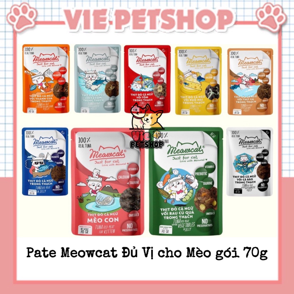 Pate MEOWCAT cho Mèo Đủ Vị Gói 70Gr | Vie PETSHOP