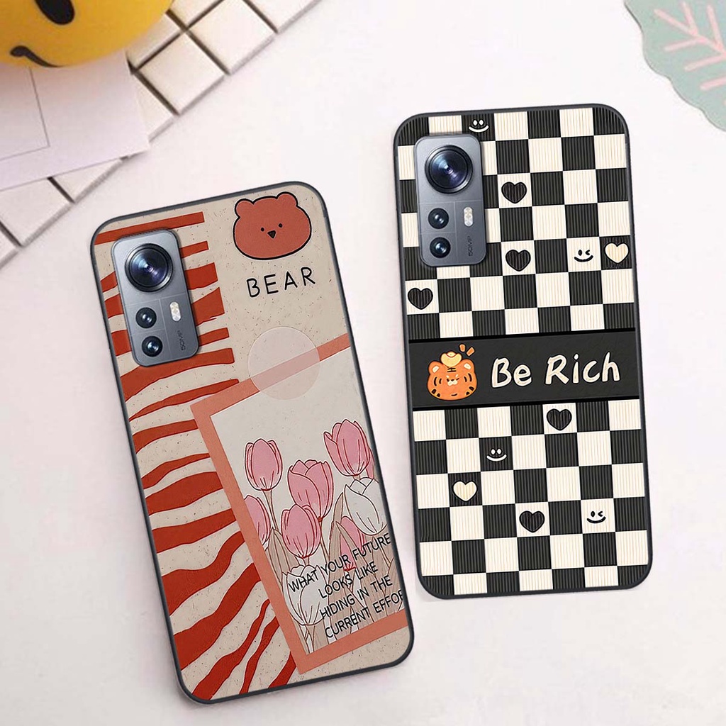 Ốp Xiaomi 12 / Xiaomi 12 Pro gấu Bear rick caro vuông thời trang siêu đẹp