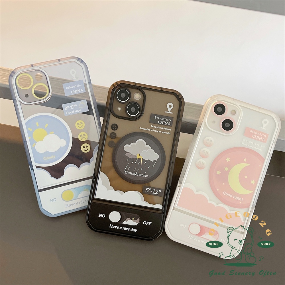 Ốp Điện Thoại TPU In Hình Thời Tiết Kèm Giá Đỡ Ẩn Cho Iphone 13 12 11 Pro Max Xs Max Xr X 8 7Plus