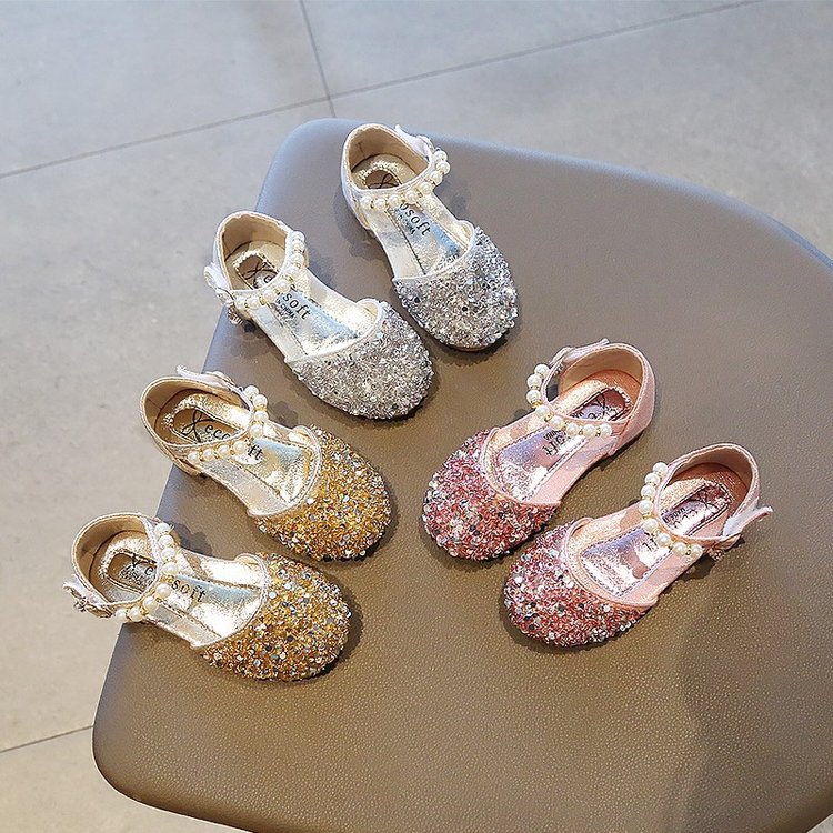 Xăng đan Mềm Đính Ngọc Trai Và Pha Lê Thoải Mái Trang Trí Cho Bé Gái