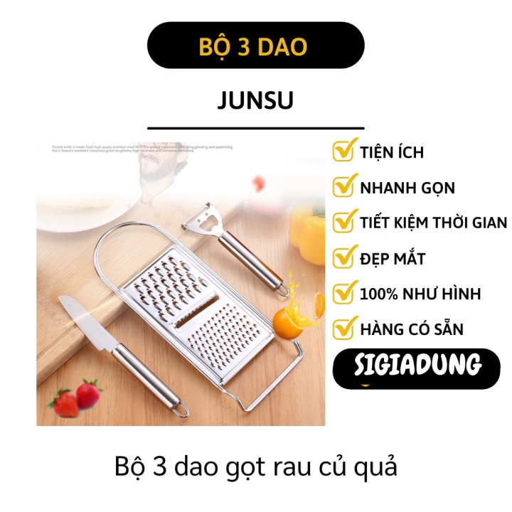 [SGD] Dụng Cụ Bào Sợi - Bộ 3 Dao Nạo Rau Củ Quả, Bào Nhuyễn, Gọt Vỏ Bằng Inox Cao Cấp 8763