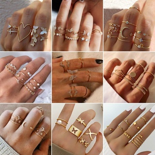 Set 17 Nhẫn Đốt Ngón Tay Mạ Vàng / Bạc Phong Cách Boho