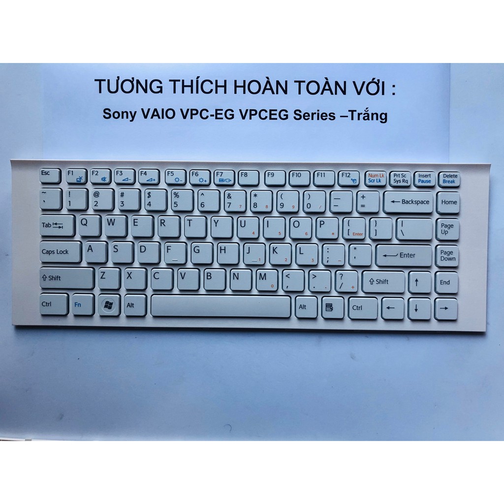 Bàn Phím Laptop SONY VAIO VPCEG VPC-EG PCG-61911L, PCG-61913L, PCG-61A11L, PCG MàuTrắng  BH 12 tháng