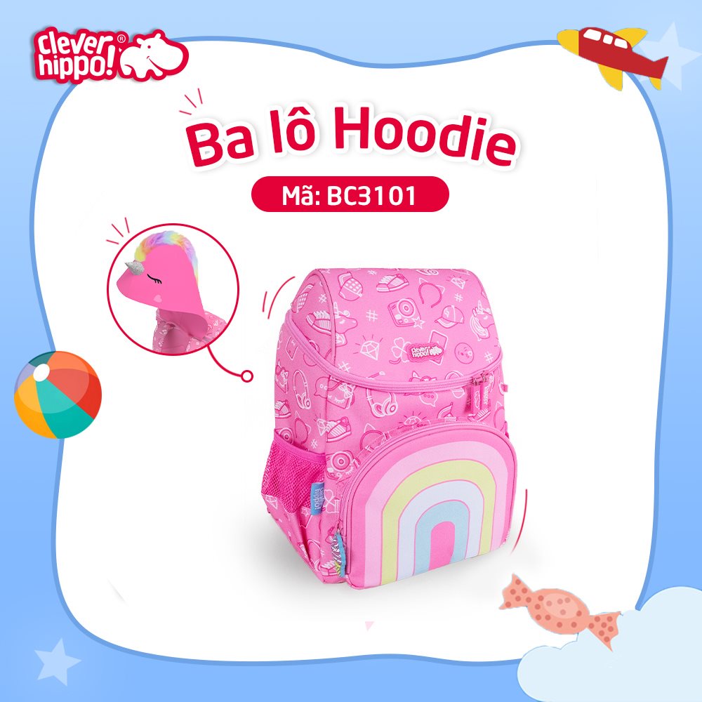 Balo Học Sinh Clever Hippo Hoodie Kỳ Lân BC3101