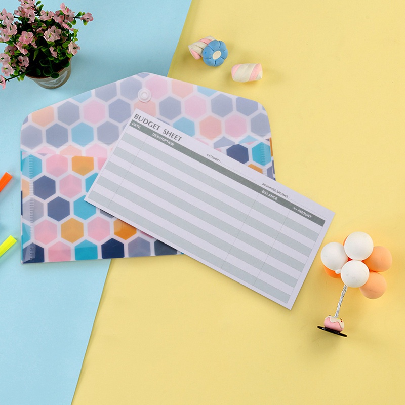 Set phong bì đựng tiền bằng nhựa kèm tờ giấy và nhãn dán có thể tái sử dụng