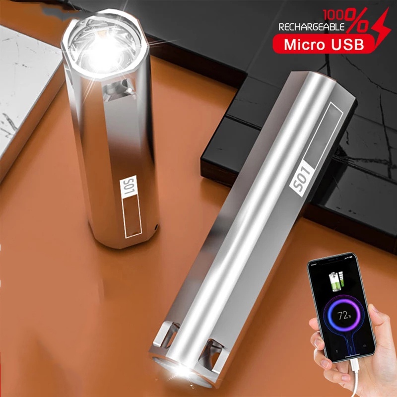 1 Đèn Pin Hình Vuông Siêu Sáng Sạc USB Đa Năng Dễ Mang Theo