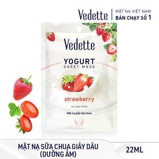 Mặt nạ giấy sữa chua Vedette Dâu Tây 22ml - LÀM ẨM & thumbnail