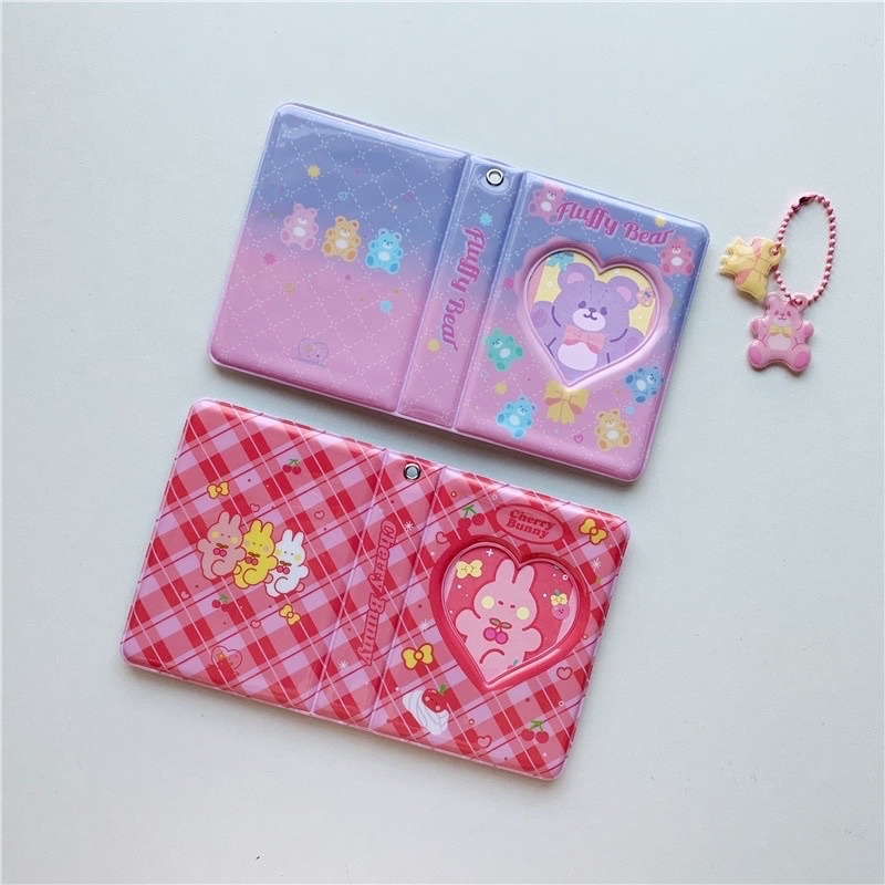 Mini collect book/sổ đựng card kpop mini 20 sheet 2 mặt cherry/ gấu dễ thương