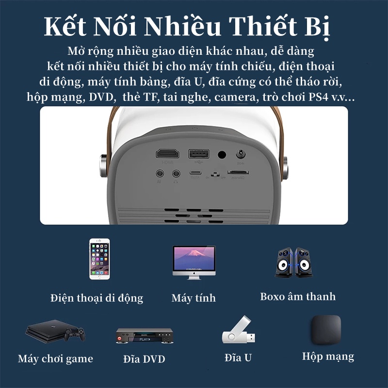 Màn hình chiếu Máy chiếu mini YG230 chất lượng HD hỗ trợ kết nối không dây điện thoại/ipad/máy tính