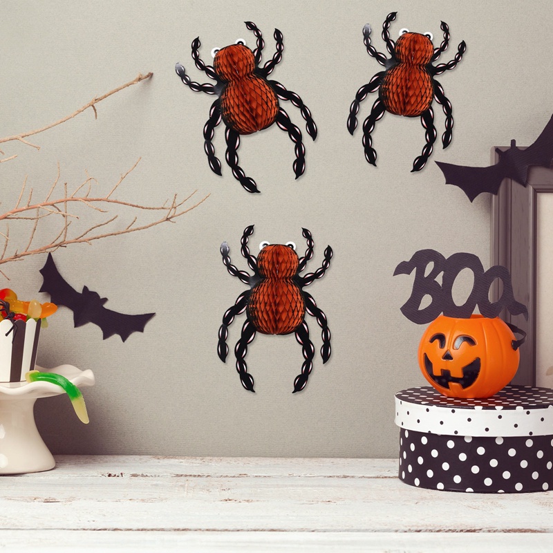 1 Vật Dụng Trang Trí Halloween Bằng Giấy Hình Nhện Dơi Bí Ngô Cho Nhà Ở Quán Bar