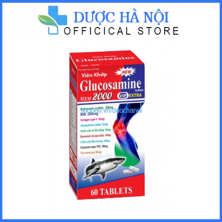 Viên khớp Glucosamin MSM 2000 giảm thoái hóa khớp, giảm đau tăng cường dịch khớp hộp 60 viên