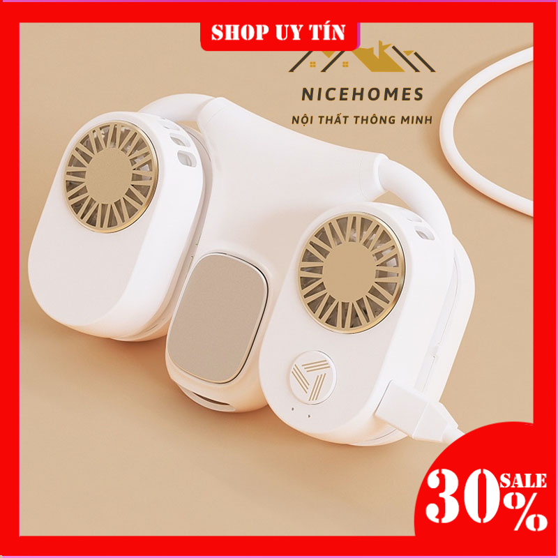 Quạt đeo cổ mini 3 cấp độ gió mạnh mát lạnh, quạt mini đeo cổ chạy pin 4000mah NPR05