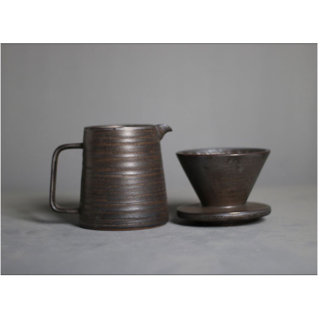 Bộ phễu pha cà phê Pour over V60 men giả cổ phong cách gốm Nhật