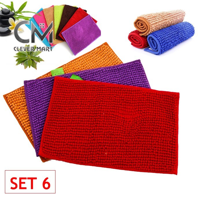 Set 6 thảm chùi chân siêu thấm size 30x50 nhiều màu