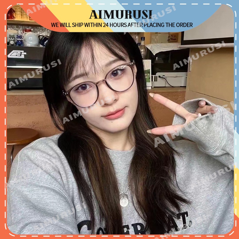 (AIMURUSI) COD Mắt Kính Chống Ánh Sáng Xanh Gọng Oval Thời Trang Hàn Quốc Cổ Điển Cho Nam Nữ