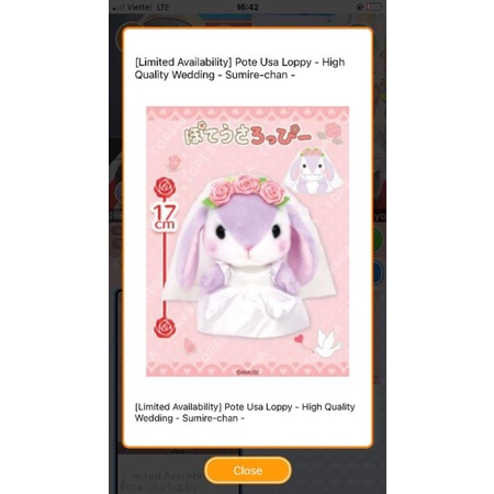 Bộ thỏ nhí Pote Usa Loppy mặc váy cưới chính hãng Amuse