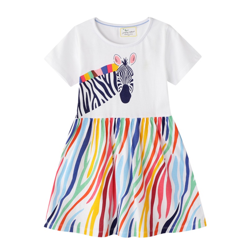 Đầm Cotton Mỏng Cổ Tròn Thời Trang Mới Cho Bé Gái 1-8 Tuổi