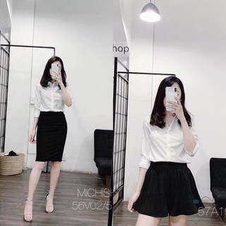 áo sơ mi trắng nữ 🎁 Freeship 🎁 Giảm 35k khi nhập [AOTHU35K]Sơ mi trắng nữ Bershka cộc tay chất thô nhật dư xịn