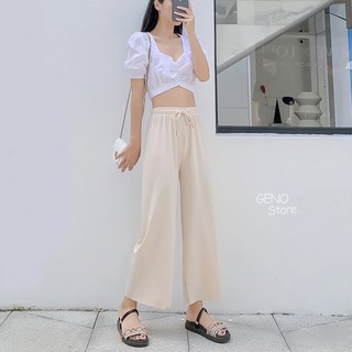 Quần ống suông rộng culottes gân tăm mềm mát ,quần ống rộng cực mát mùa hè hàng Quảng Châu