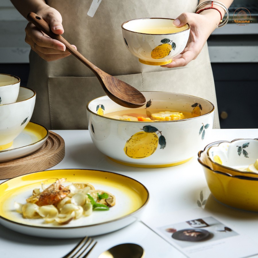 Bát đĩa sứ cao cấp , chén dĩa sứ đồ dùng bàn ăn Holame