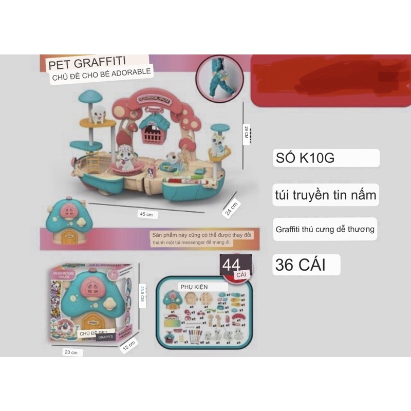 Đồ chơi ! Ngôi nhà nấm vẽ grafifi ngôi nhà mèo con, thỏ con,chó con cho bé mã