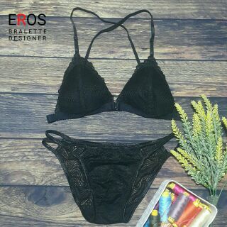 Áo lót bralette đen cài trước