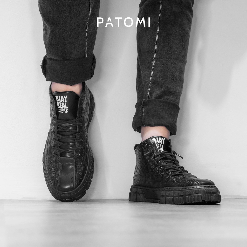 Giày thể thao nam da cá sấu cổ cao chính hãng PATOMI, giày sneaker nam cao cấp phong cách Hàn Quốc-G429 | BigBuy360 - bigbuy360.vn