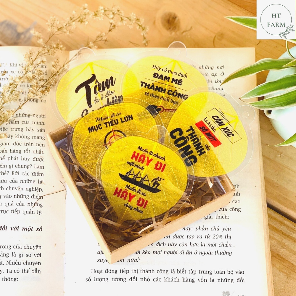 Combo 10 Lá bồ đề in slogan tạo động lực, truyền cảm hứng (Ốp điện thoại, Bookmark)