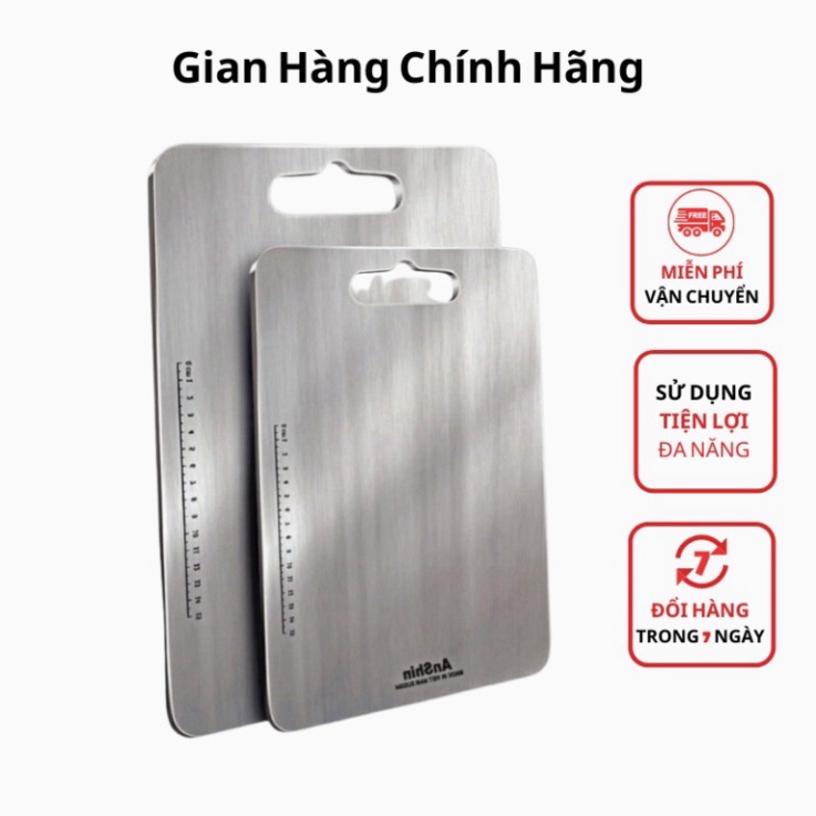 Thớt inox 304 cao cấp kháng khuẩn - chống ẩm mốc độc hại, vệ sinh dễ dàng, tiện lời, cường lực không mùn gỗ, an toàn