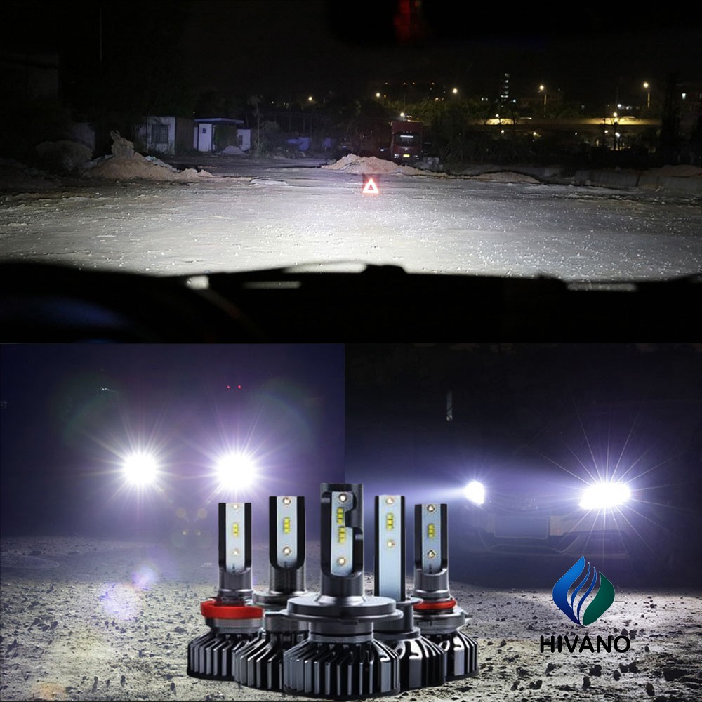 Bóng đèn led pha cos gầm ô tô siêu sáng như bi cầu chân H1 H4 H7 H11 HB3 HB4 9005 9006 tăng trợ sáng cho bóng halogen