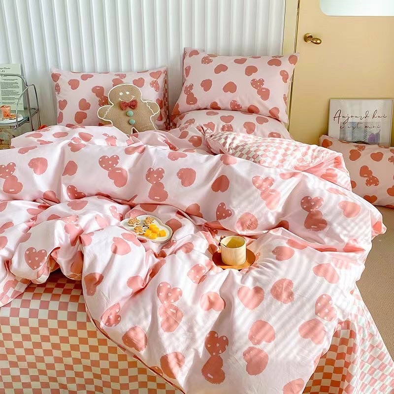 Bộ Chăn Ga Gối ❤️ cotton living 100% đủ size đệm hoa nhí Hàn Quốc miễn phí bo chun nhập khẩu Mượt Decor