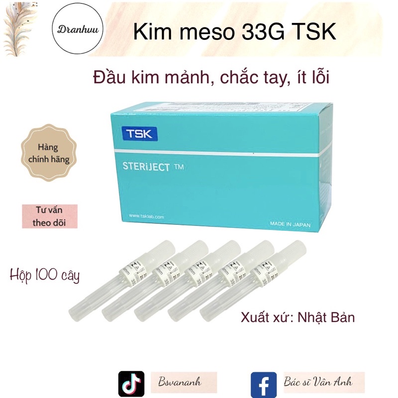 Kim tiêm meso prenium needle 33G TSK Nhật Bản - 4mm