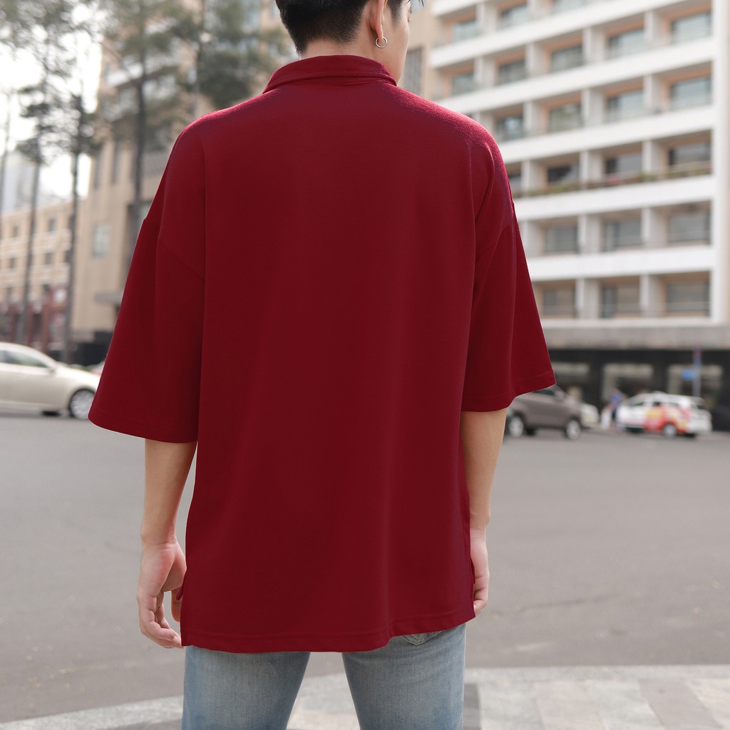 Áo Thun Polo Basic Màu Đỏ Chất Liệu Cotton Thoáng Mát