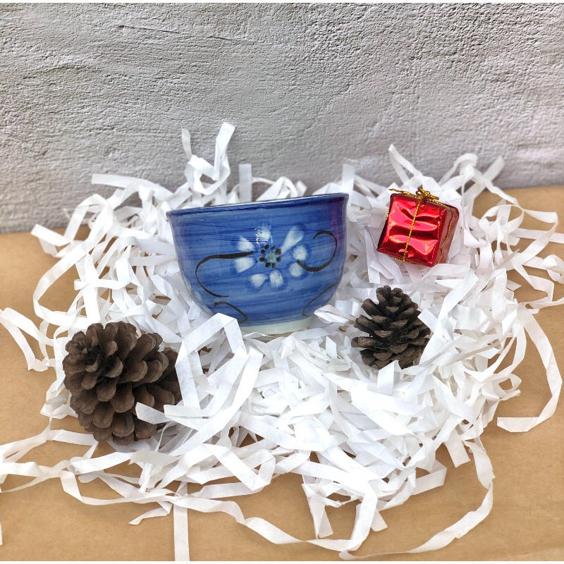 9x6 Cốc gốm nhật màu xanh hoa trắng dễ thương SVG5572