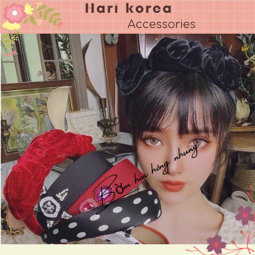 Bờm hoa hồng nhung / Băng đô hoa hồng nhung , thời trang sành điệu, cá tính - Hari Korea Accessories