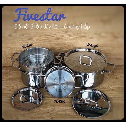 Bộ nồi inox Fivestar 4 chiếc liền khối