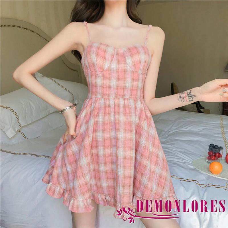 Đầm không tay Họa Tiết Caro Thời Trang Quyến Rũ