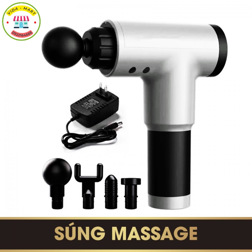 Máy Massage Fascial Gun Cầm Tay 4 Đầu 6 Cấp Độ Trị Đau Nhức Toàn Thân Hiệu Quả Massage Kèm 4 Đầu Mát Xa 1000937