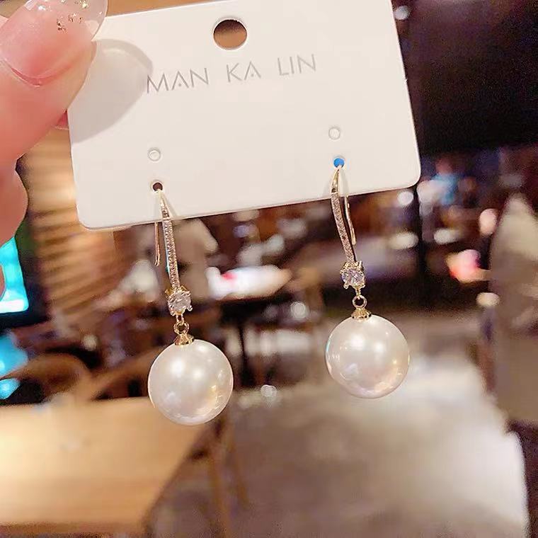 Bông Tai Thời Trang Hàn Quốc Đính Ngọc Trai Tròn Phong Cách Bohemian Cho Nữ 2021