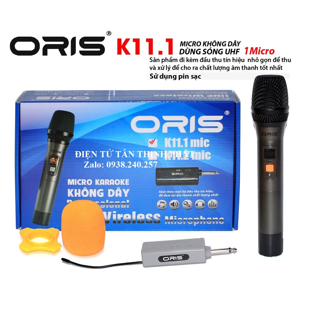 Micro không dây đa năng oris K1 1.1 dùng loa kéo, amply...