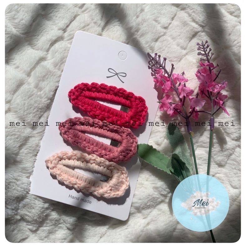 Set kẹp len trơn màu sắc Made by Mei, set kẹp tóc handmade xinh xắn cho bé, bạn gái