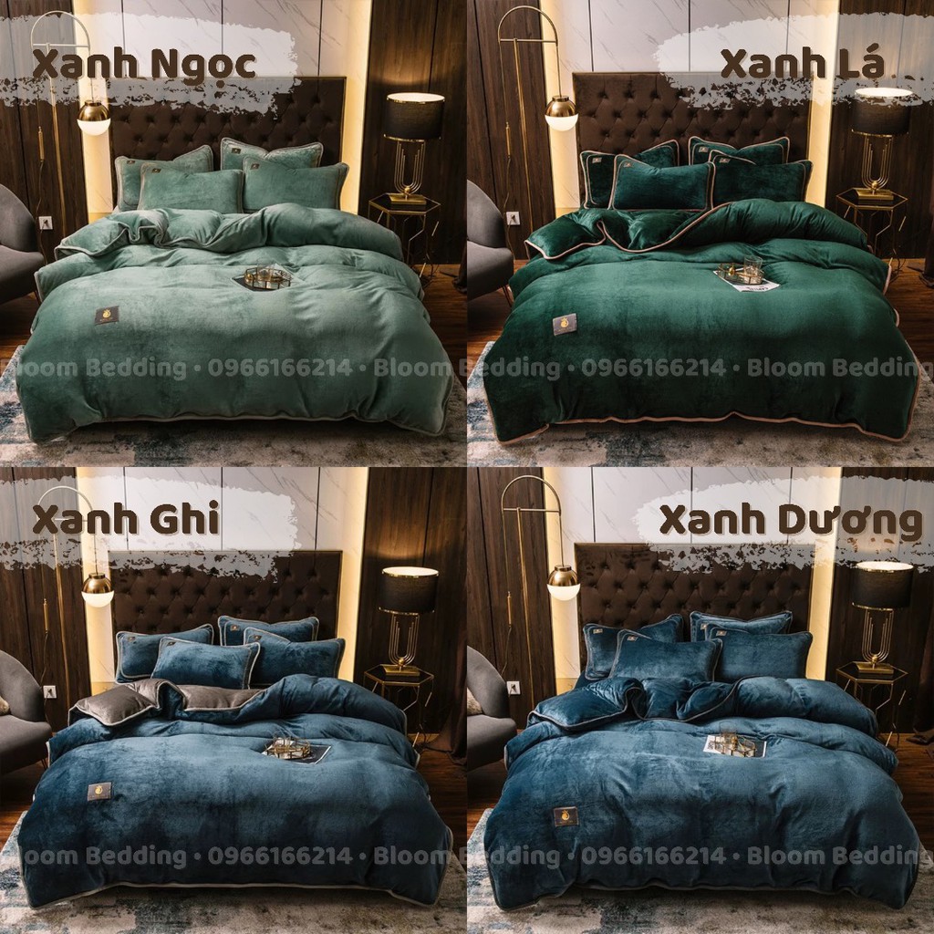 Bộ Chăn Ga Gối Nỉ Nhung 4 Món Sang Trọng Mềm Mịn - Hàng loại 1