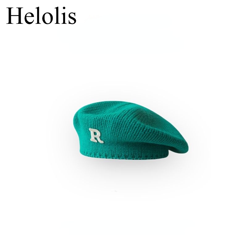 Mũ Beret Len Dệt Kim In Chữ R Thời Trang