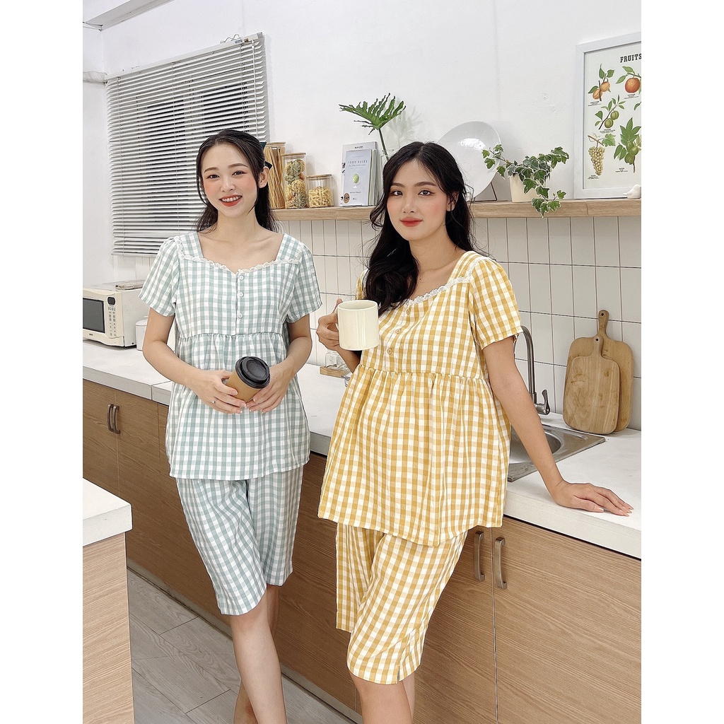 Bộ bầu mặc nhà lửng karo trẻ trung