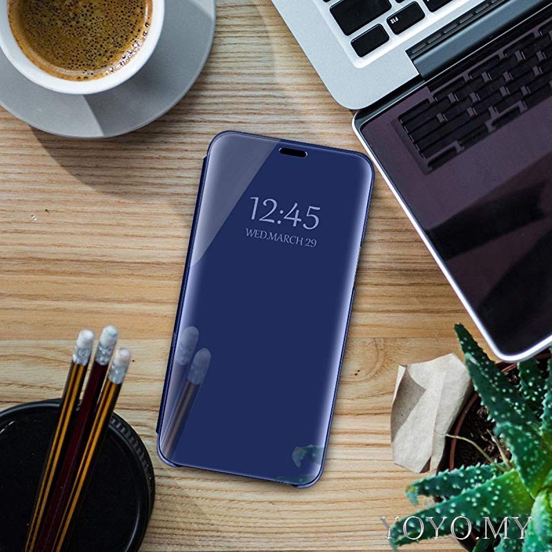 Ốp Điện Thoại Nắp Gập Tráng Gương Thông Minh Sang Trọng Cho Samsung Galaxy J7 Pro J3 Pro A20 A30 A40 A50 A60 A70 A80 A90